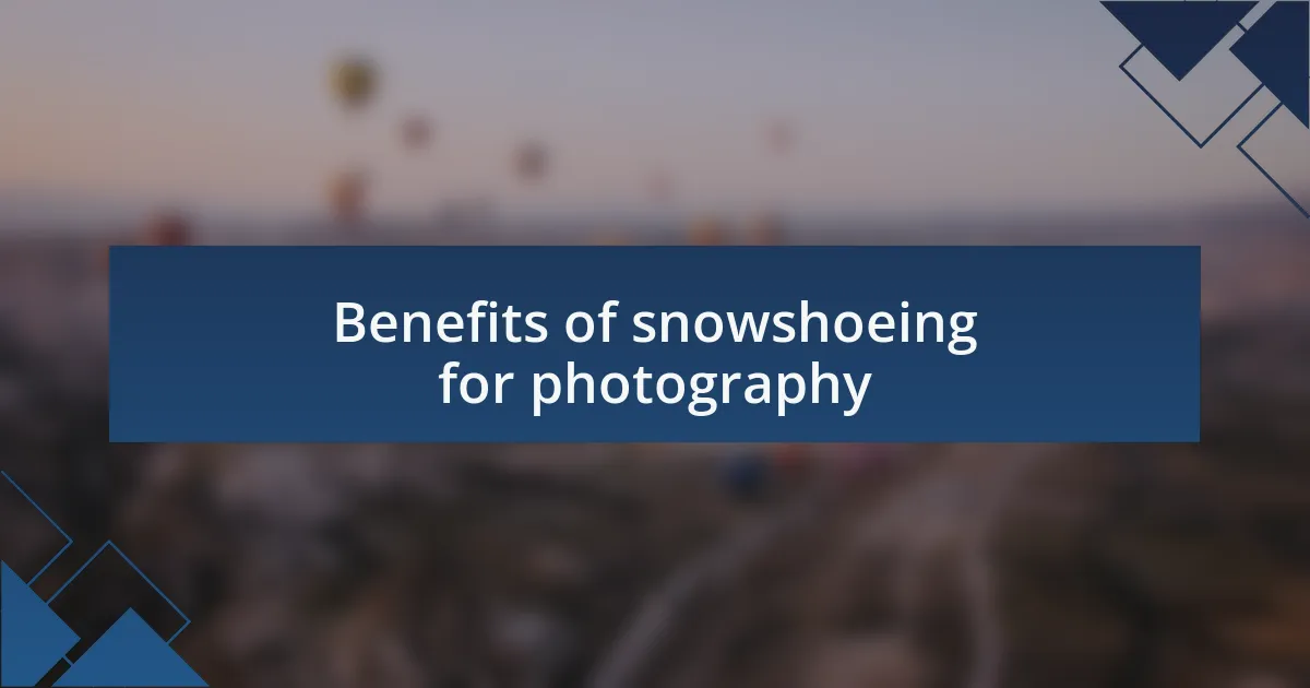 Benefits of snowshoeing for photography