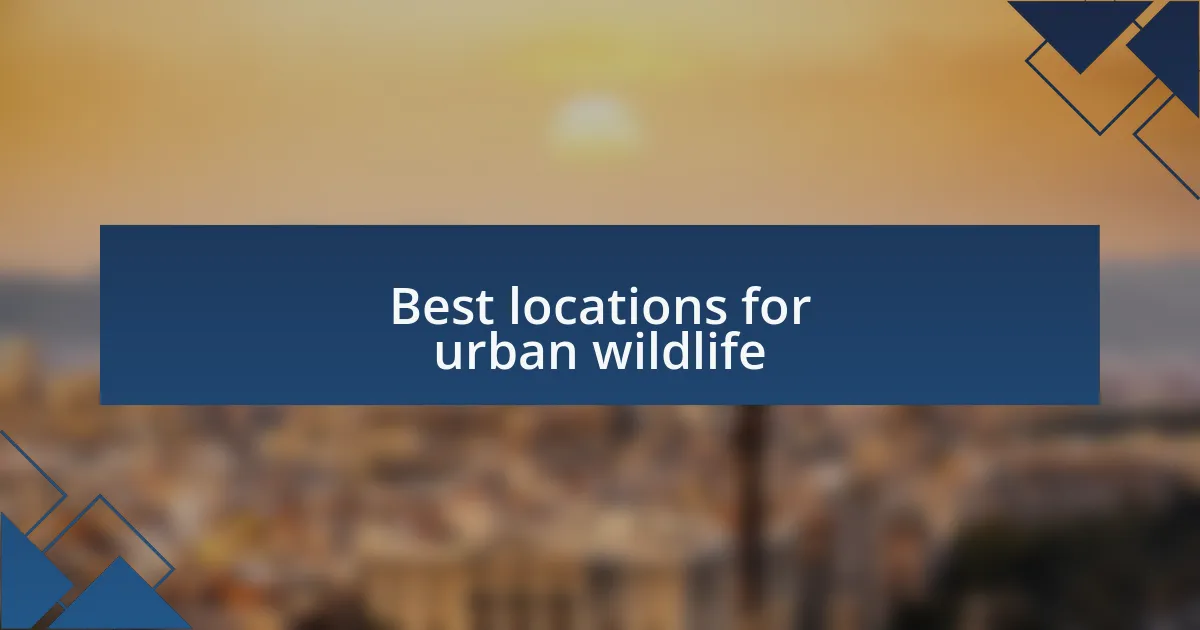 Best locations for urban wildlife