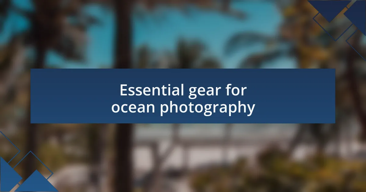 Essential gear for ocean photography
