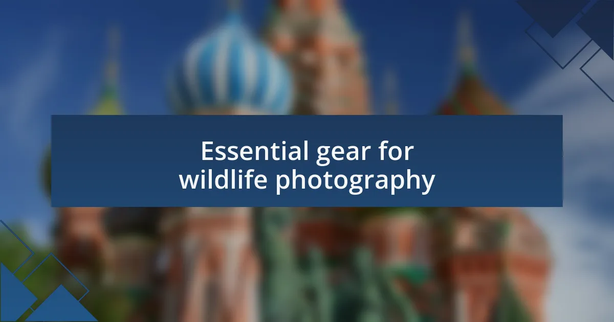 Essential gear for wildlife photography