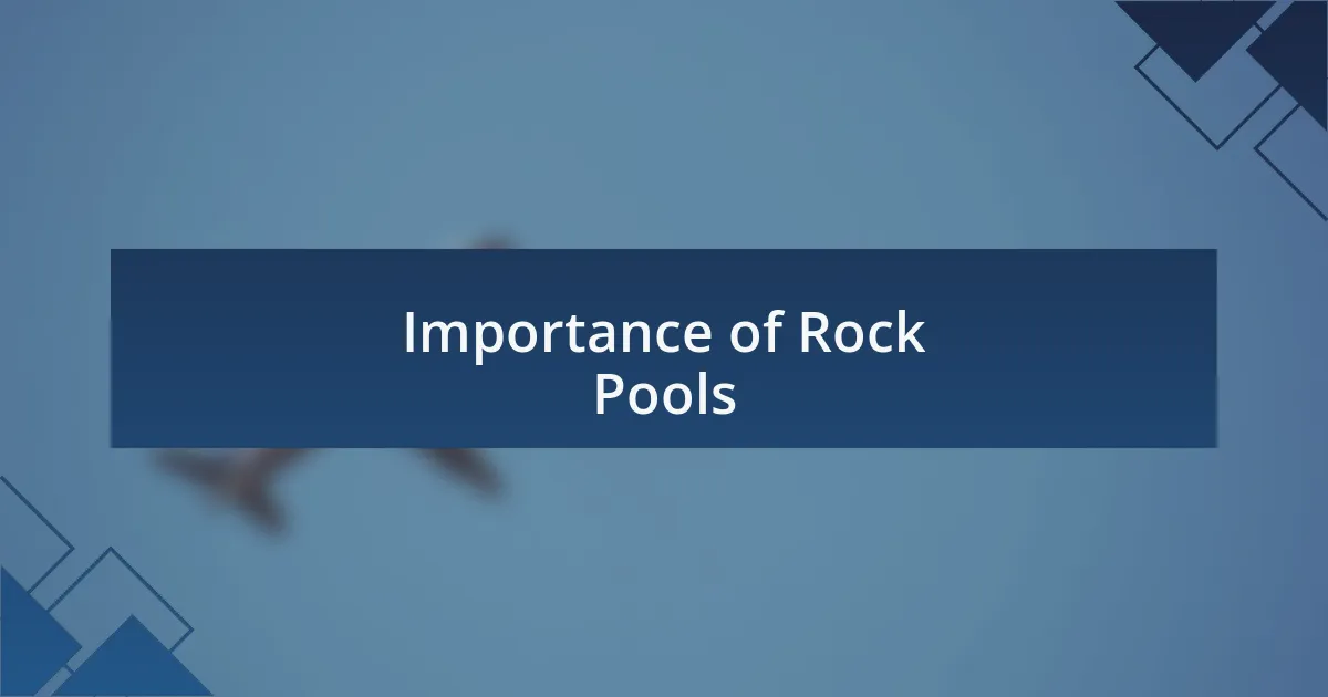 Importance of Rock Pools