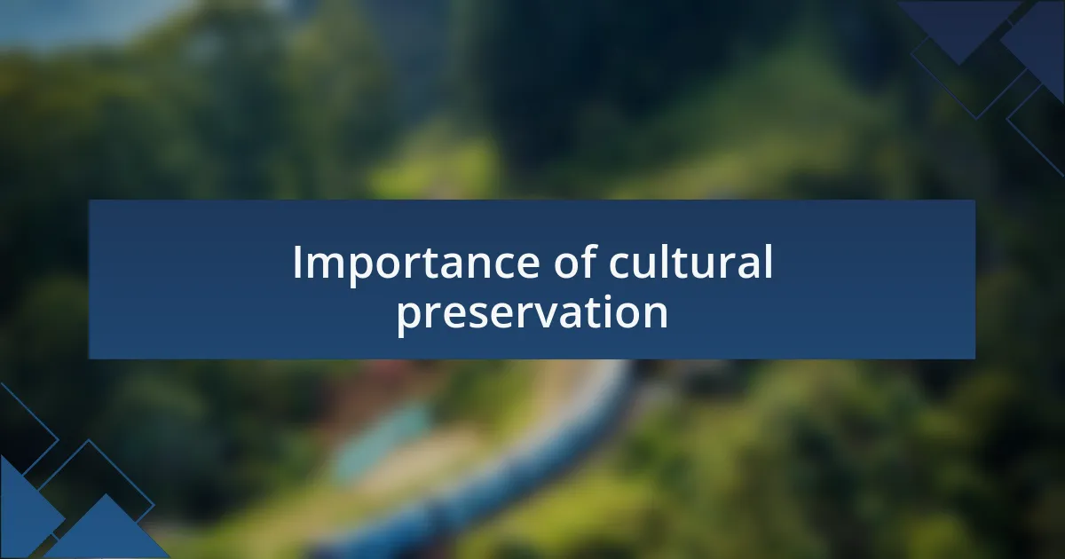Importance of cultural preservation