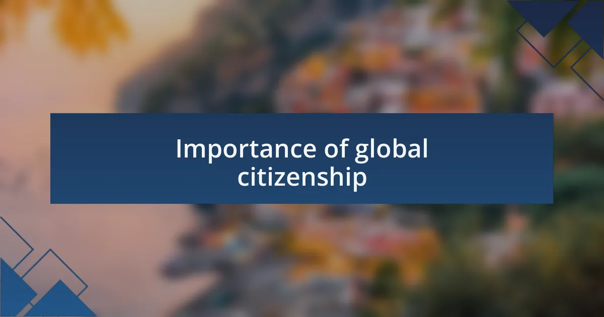 Importance of global citizenship