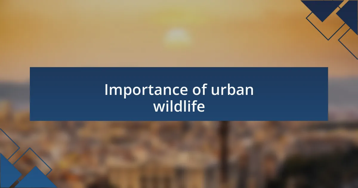 Importance of urban wildlife