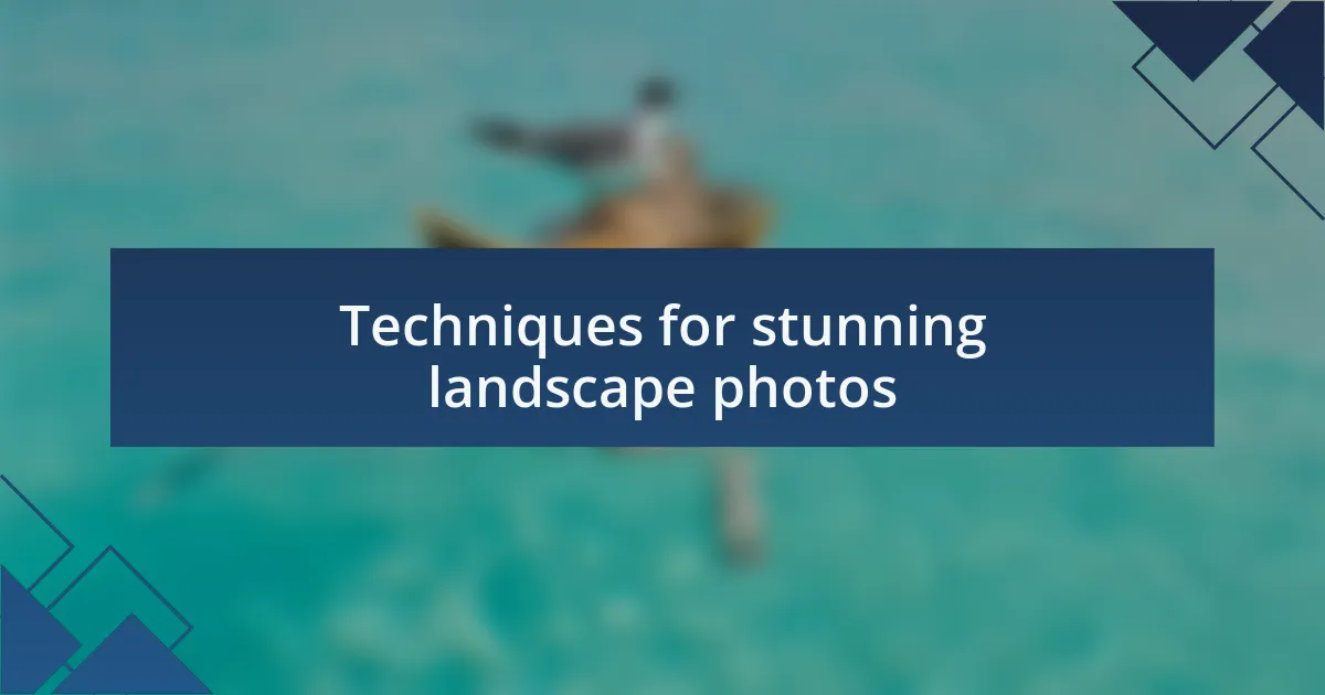 Techniques for stunning landscape photos